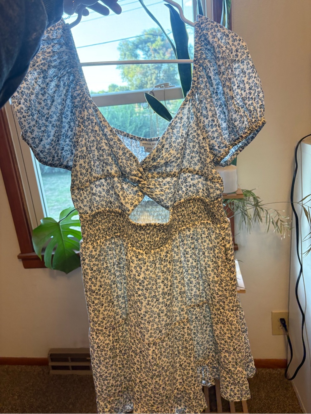 American Eagle Outfitters Blue and White Floral Mini Dress